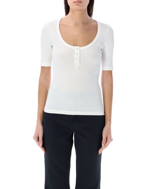 Courreges White Holistic Snaps 90's Ribbed T-Shirt