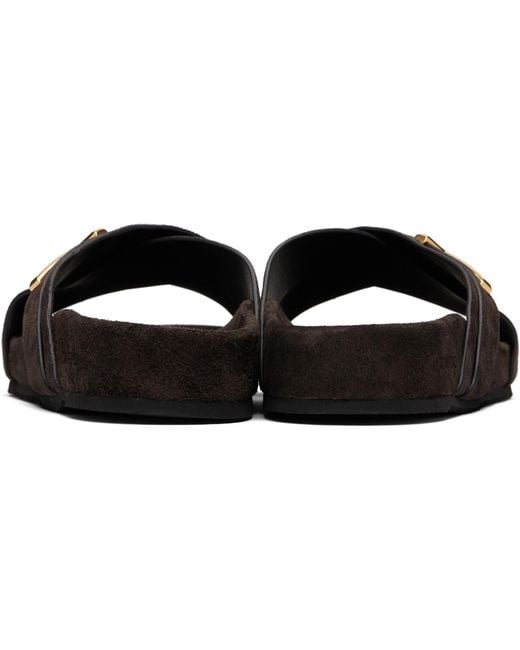 Tom Ford Brown Wicklow T Slippers for men