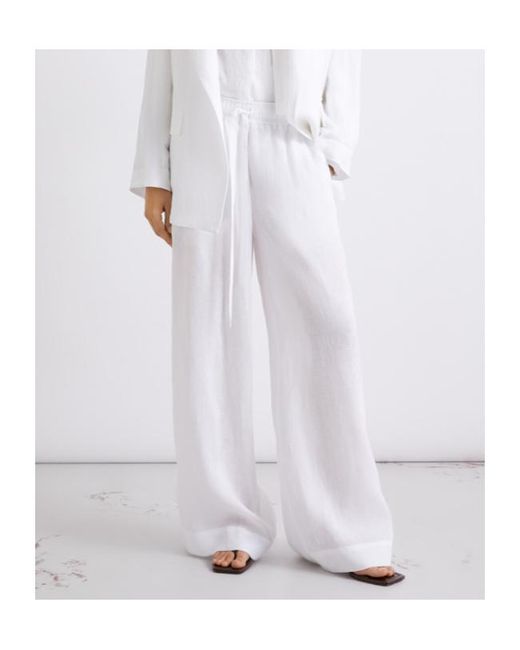 Marella White Pure Linen Trousers
