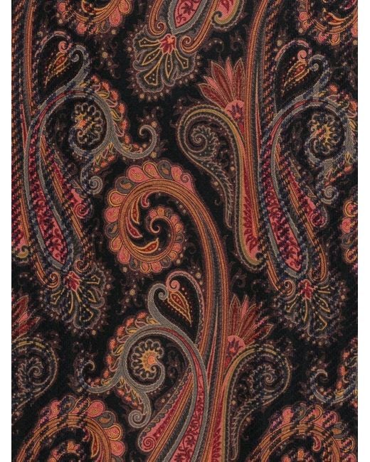 Etro Brown Paisley-Print Wool Scarf for men