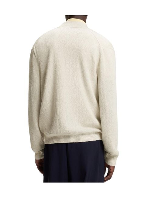 Boss White Boss Buttoned V-Neck Cardigan for men