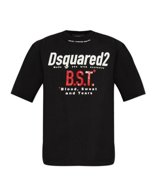 DSquared² Black Logo Printed Crewneck T-Shirt for men