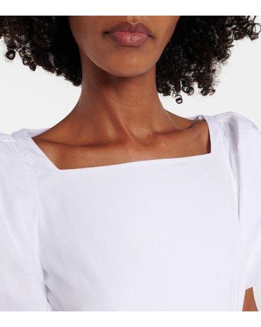 Simone Rocha White Puff-Sleeve Cotton Poplin Midi Dress