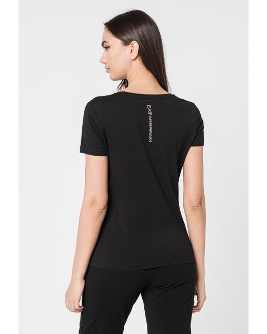EA7 Black Round Collar Logo T-Shirt