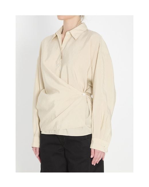 Lemaire Natural Long-Sleeved Draped Shirt