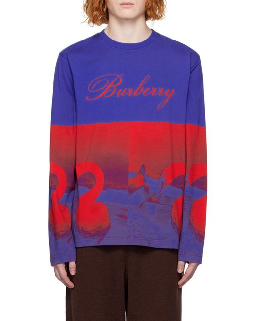 Burberry Blue Photograph-Print Cotton-Blend Sweatshirt for men