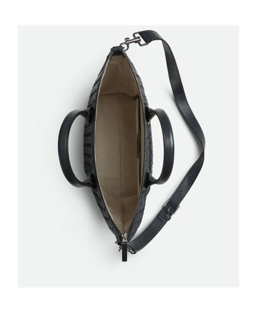 Bottega Veneta Black Intrecciato Zipped North-South Tote Bag for men