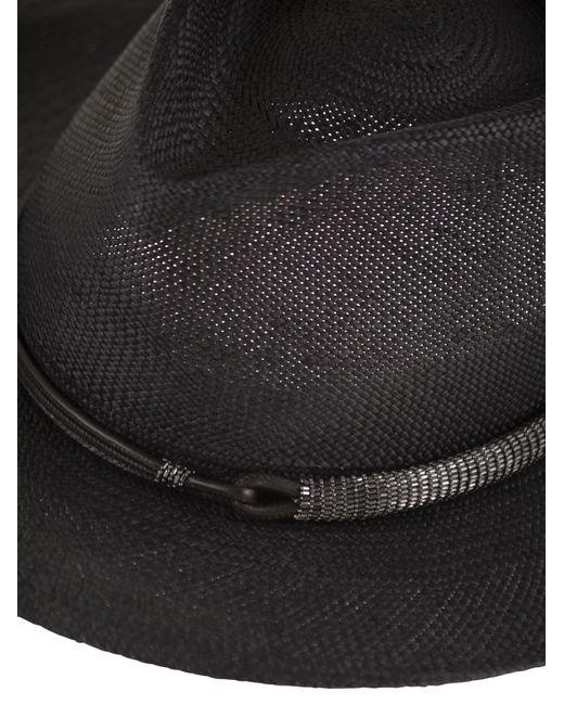 Brunello Cucinelli White Embellished Interwovened Hat