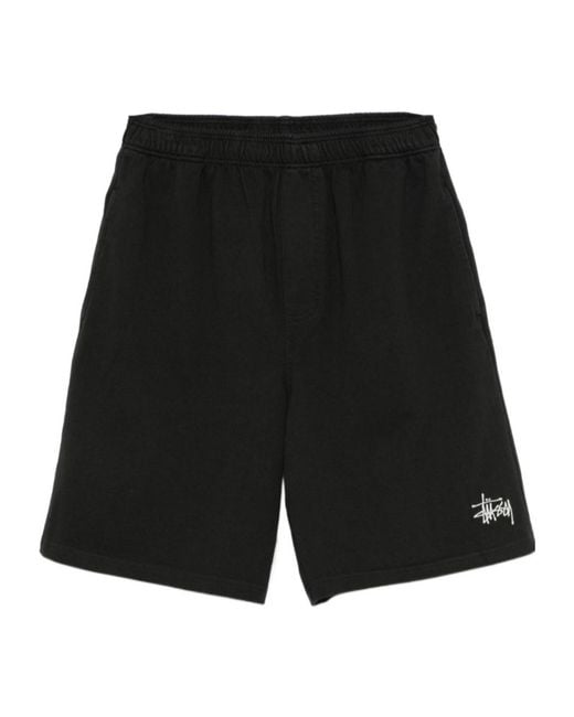 Stussy Black Stüssy Logo Embroidered Heavy Jersey Shorts for men