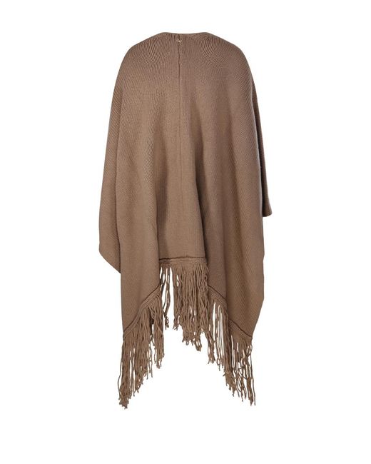 Max Mara Brown Fringed-Edge Cape