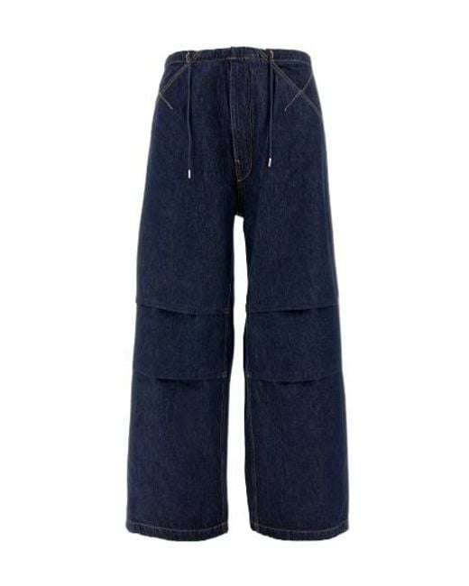 DARKPARK Blue Daisy Contrast Stitched Drawstring Jeans
