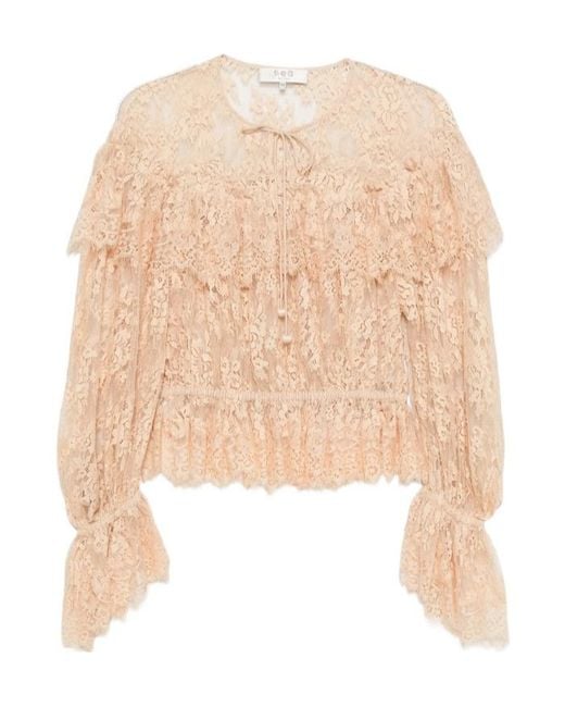 Sea Natural Ruffled Lace Blouse