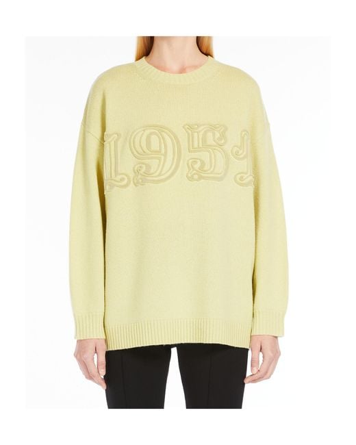 Max Mara Yellow Wool And Cashmere Interwoven Letter Pullover