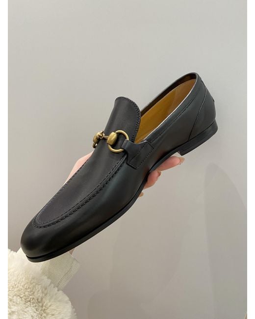 Gucci Black Jordaan Horsebit Loafers for men
