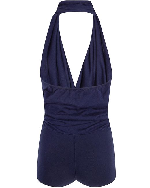 Paloma Wool Blue Soma Halterneck Draped Jumpsuit