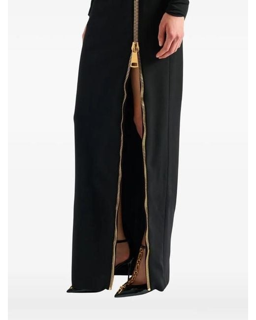Balmain Black Long Slit Dress With Zip