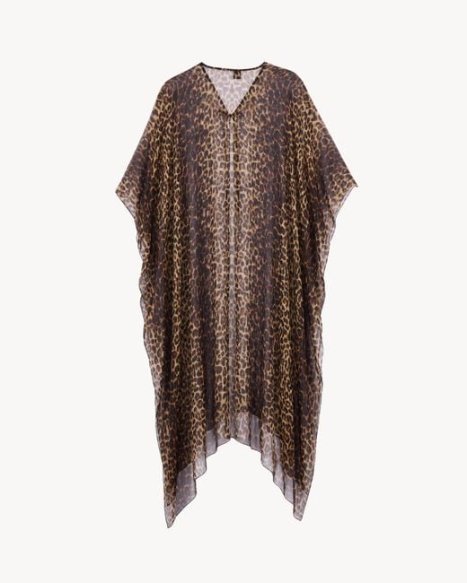 Saint Laurent Brown Leopard Printed Kaftan