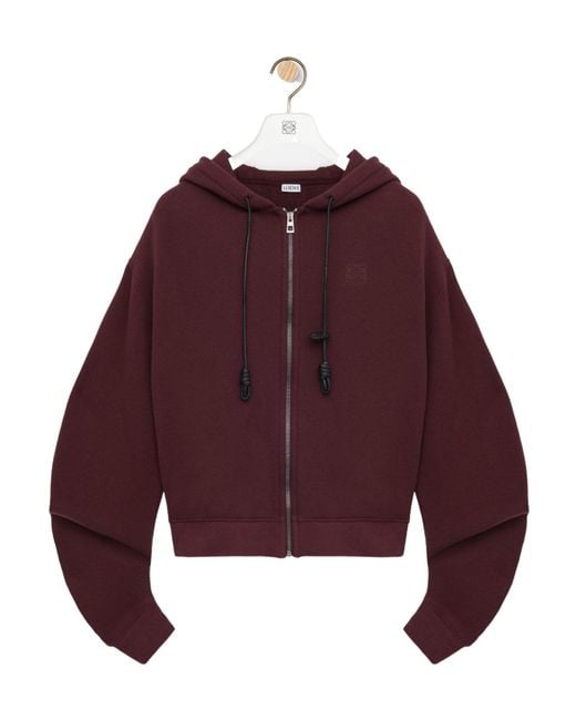 Loewe Red Zip Hooded Sweater