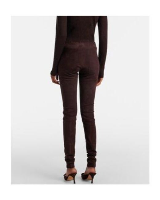 Stouls Brown Mid-Rise Suede Leggings