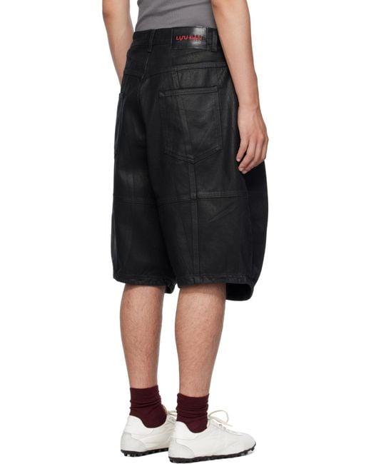 Lu'u Dan Black Puffa Denim Shorts for men