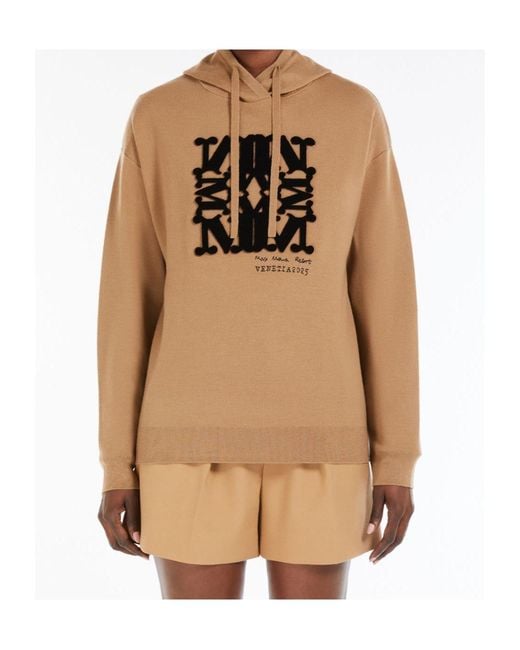 Max Mara Natural Drawstring Long-Sleeved Hoodie