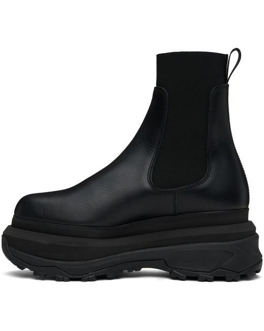 Sacai Black Chelsea Leather Ankle Boots