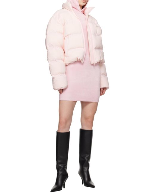 Alexander Wang Pink Logo Printed Zip-Up Puffer Jacket