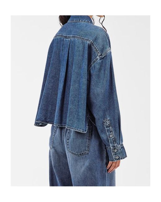 7 For All Mankind Blue Nina Long-Sleeve Denim Shirt