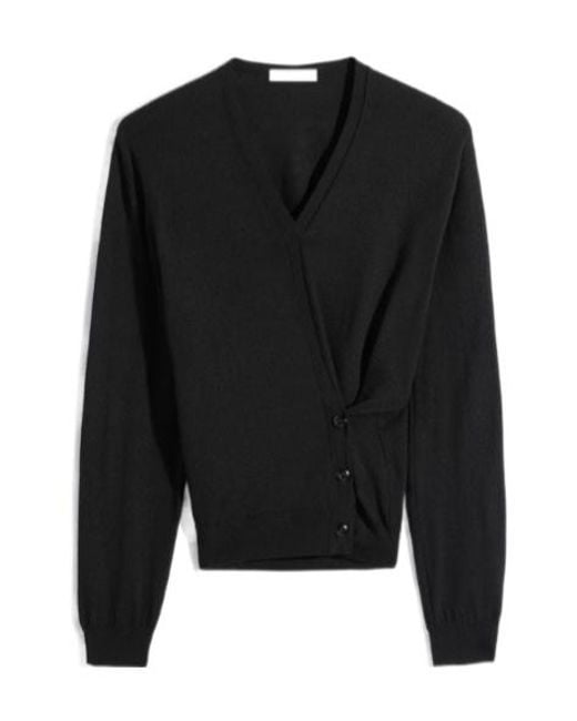 Lemaire Black Twisted V Neck Jumper