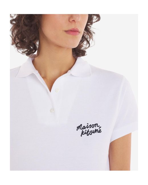 Maison Kitsuné White Maison Kitsuné Handwriting Short Sleeved Polo Shirt