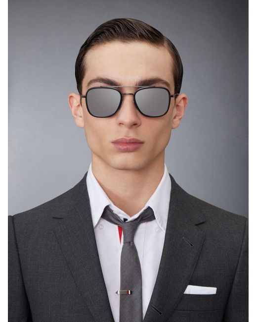 Thom Browne Metallic Eyewear Aviator Frame Sunglasses for men
