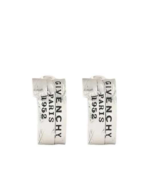 Givenchy White Logo Engraved Tape Earrings