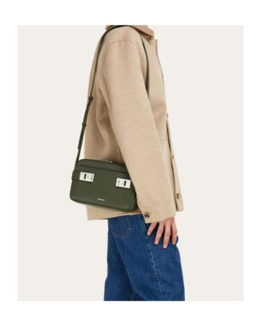 Ferragamo Green Hug Buckle Messenger Bag for men