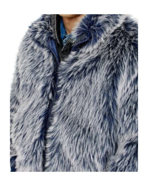 DIESEL Blue Shaggy Winter Jacket for men