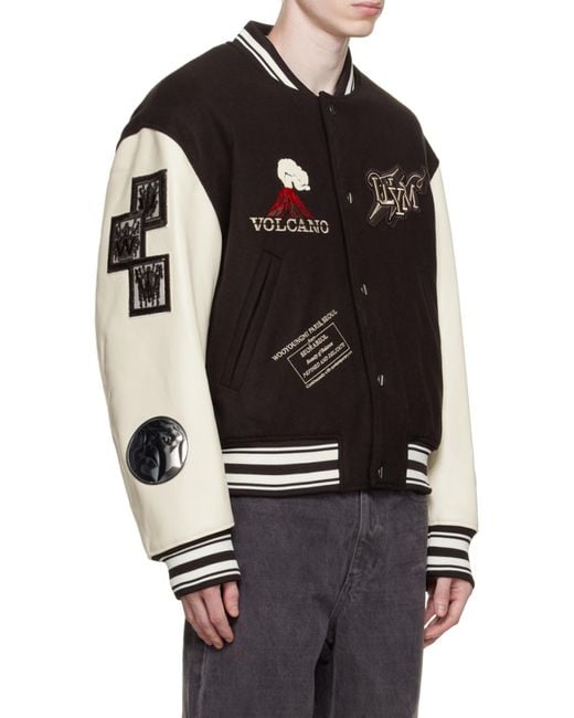 Wooyoungmi Black Patch-Detail Bomber Jacket for men