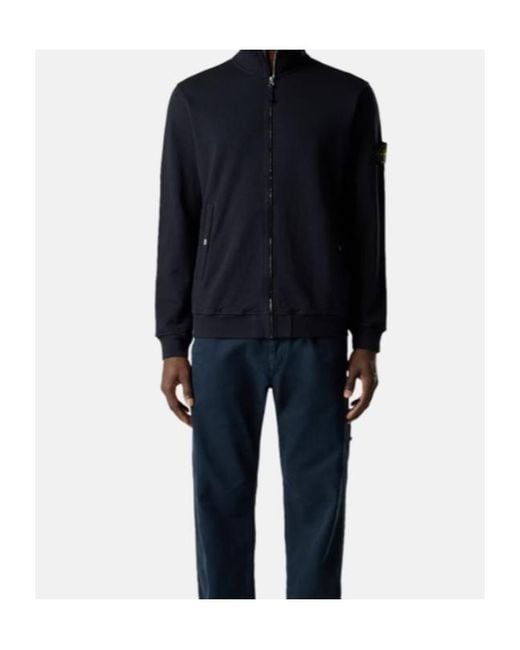 Stone Island Blue Logo Patch Zip-Up Sweatshirt for men