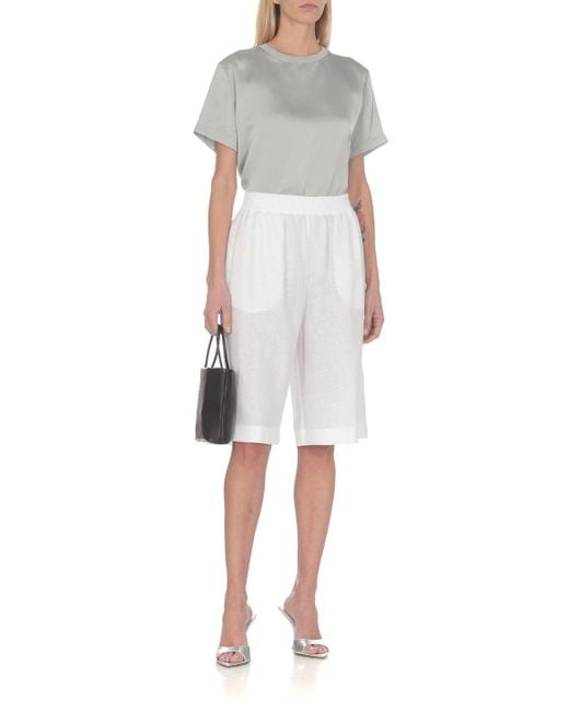 Fabiana Filippi Gray Crewneck Embellished Satin T-Shirt