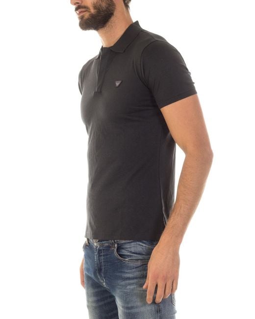 Armani Jeans Black Short-Sleeved Polo Shirt for men