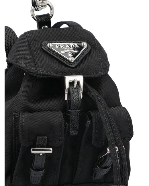 Prada Black Triangle-Logo Mini Icon Keyring for men