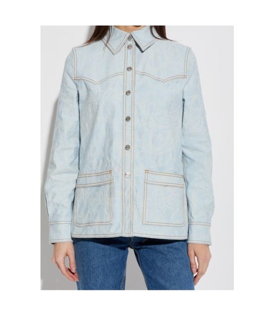 Etro Blue Paisley-Print Buttoned Shirt