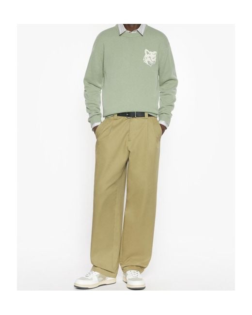 Maison Kitsuné Green Fox-Head Crew-Neck Sweater for men