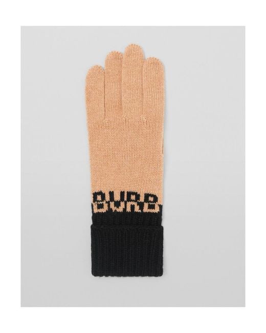 Burberry White Intarsia-Knit Logo Gloves for men