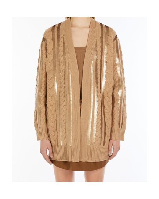 Max Mara Natural Mirco Open-Front Long-Sleeved Cardigan