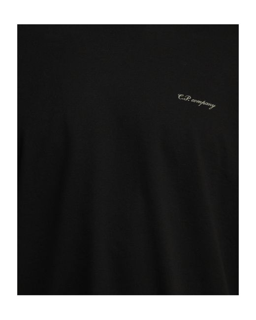 C P Company Black Crewneck T-Shirt With Logo for men