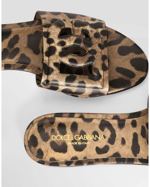 Dolce & Gabbana White Leopard Printed Slippers