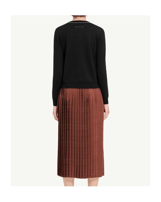MM6 by Maison Margiela Black Contrast-Trimmed Ribbed Jumper
