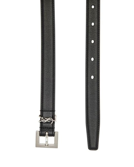 Saint Laurent White Logo Leather Belt