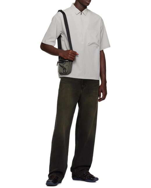 Stone Island Black Logo Patch Messenger Bag for men