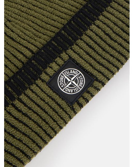 Stone Island Green Compass Patch Beanie for men