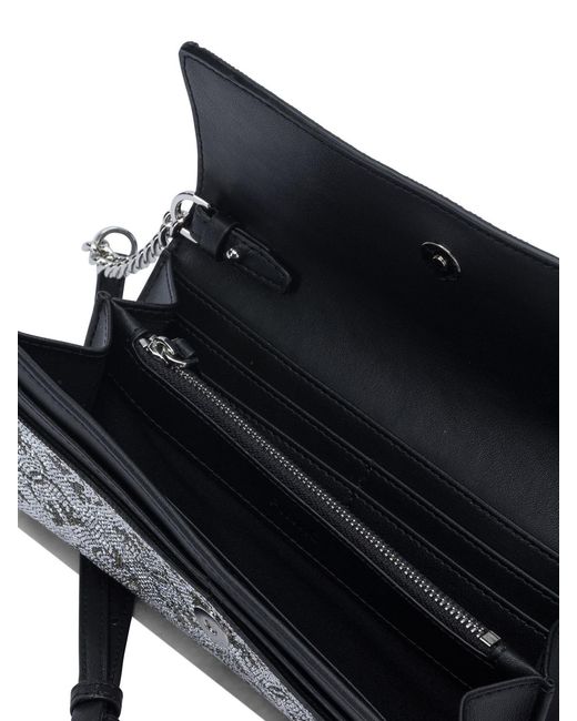 Pinko Gray Logo Plaque Embellished Clutch Bag